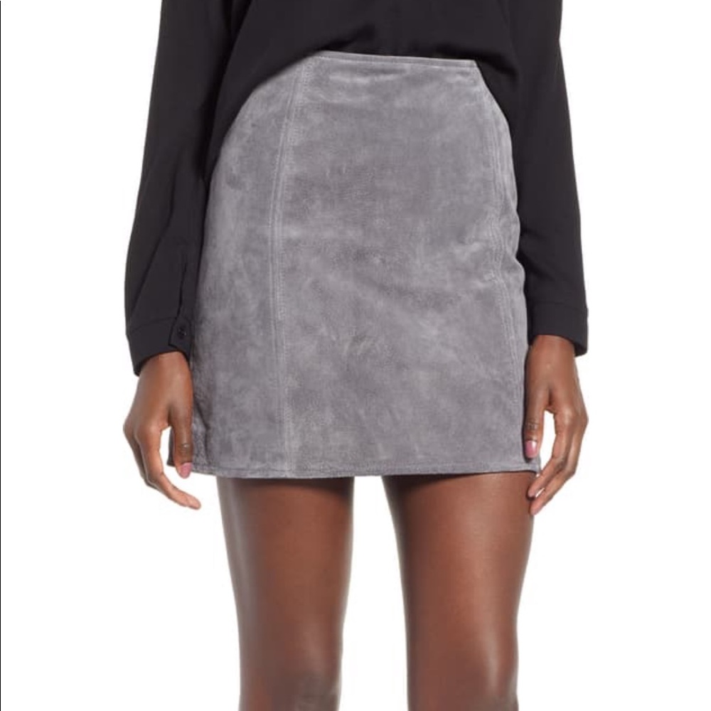 A-line suede mini skirt